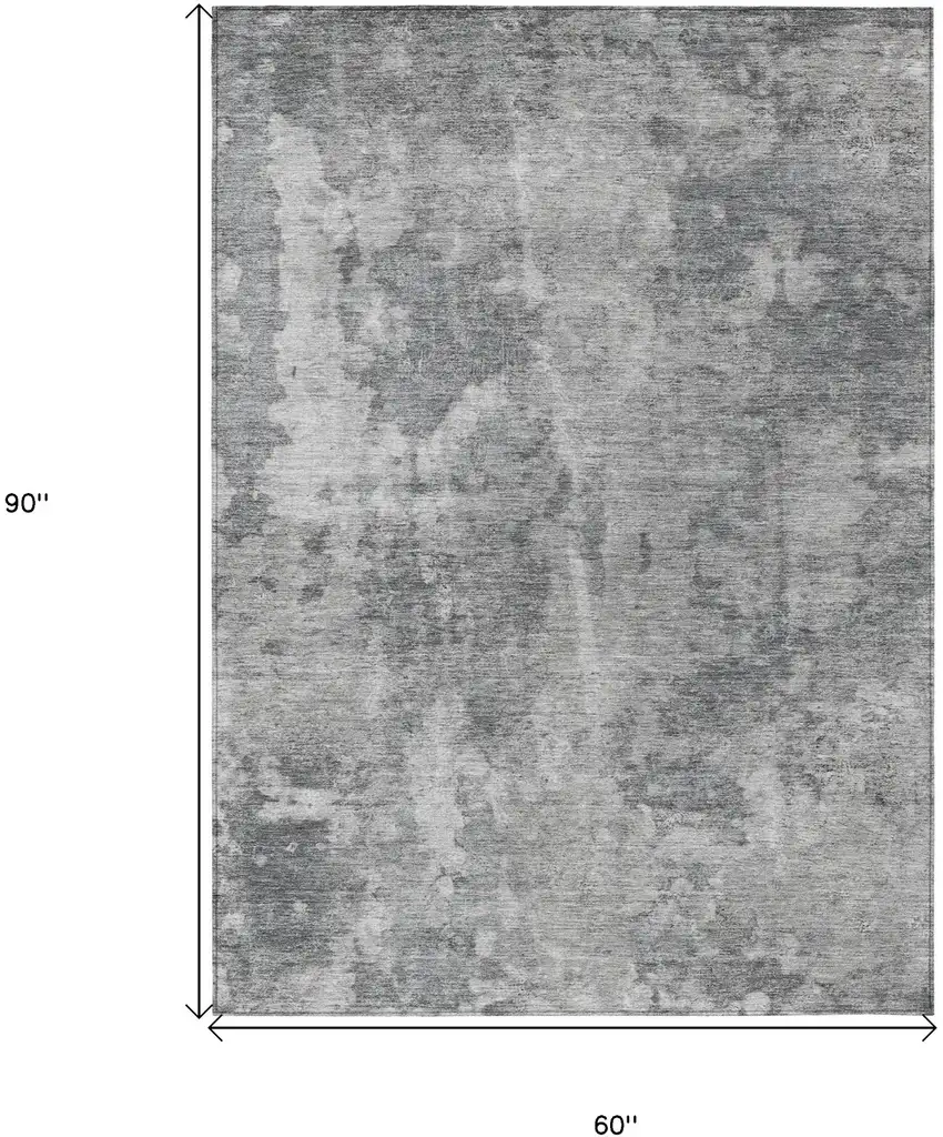 Gray Abstract Washable Non Skid Indoor Outdoor Area Rug Photo 3