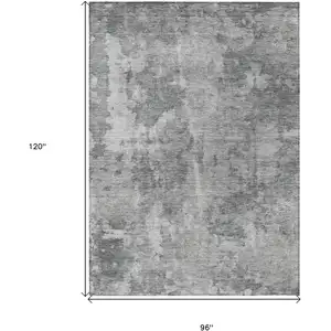 Photo of Gray Abstract Washable Non Skid Indoor Outdoor Area Rug