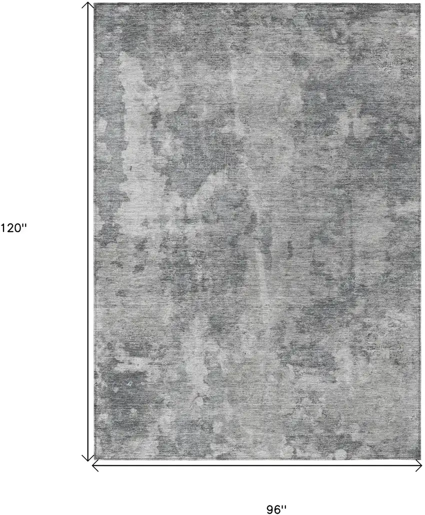 Gray Abstract Washable Non Skid Indoor Outdoor Area Rug Photo 3
