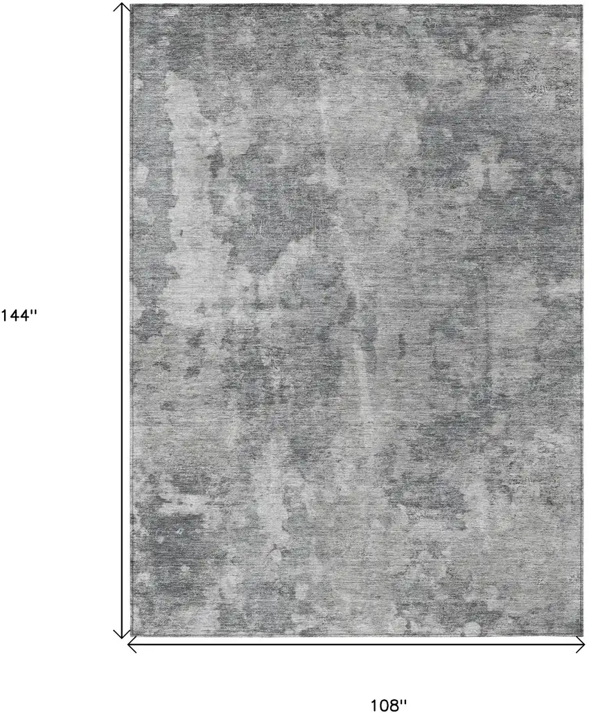 Gray Abstract Washable Non Skid Indoor Outdoor Area Rug Photo 3