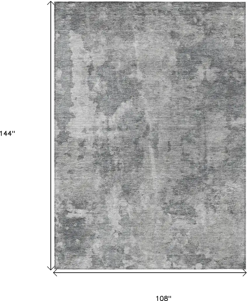 Gray Abstract Washable Non Skid Indoor Outdoor Area Rug Photo 3