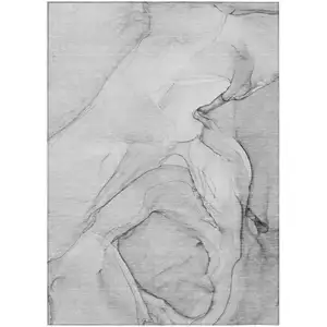 Photo of Gray Abstract Washable Non Skid Indoor Outdoor Area Rug