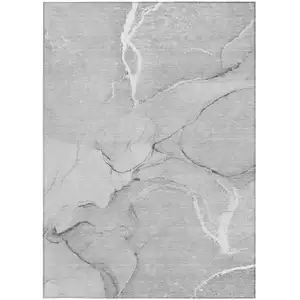 Photo of Gray Abstract Washable Non Skid Indoor Outdoor Area Rug