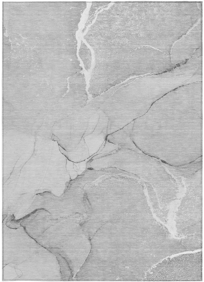 Gray Abstract Washable Non Skid Indoor Outdoor Area Rug Photo 4
