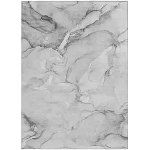 Photo of Gray Abstract Washable Non Skid Indoor Outdoor Area Rug