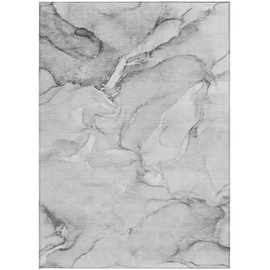 Gray Abstract Washable Non Skid Indoor Outdoor Area Rug Photo 5