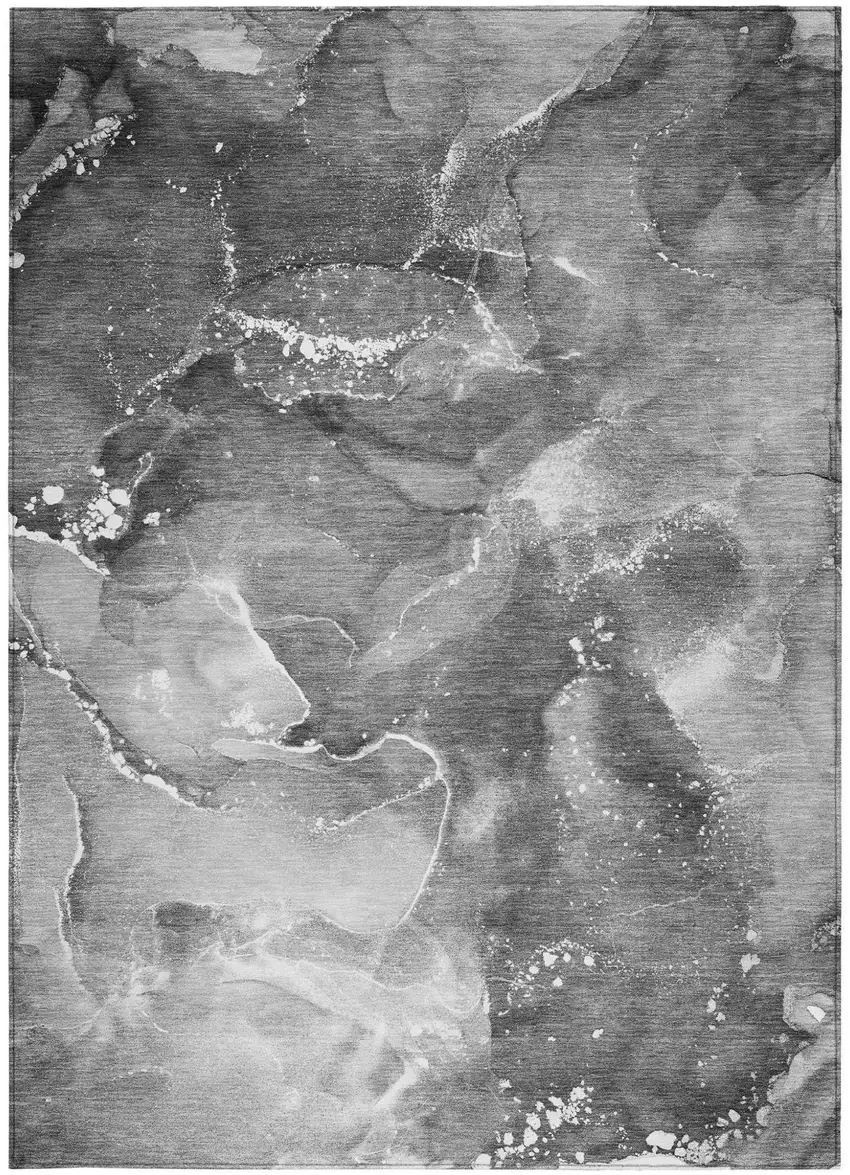 Gray Abstract Washable Non Skid Indoor Outdoor Area Rug Photo 5