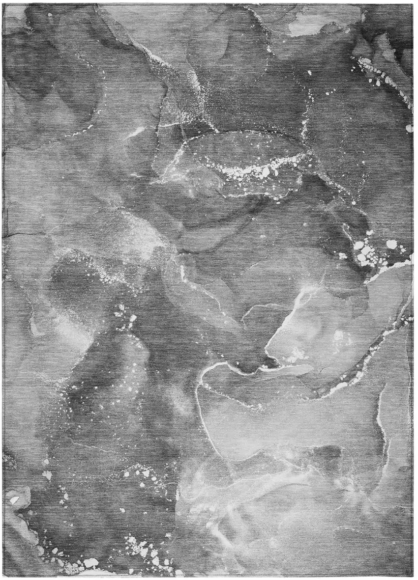 Gray Abstract Washable Non Skid Indoor Outdoor Area Rug Photo 2