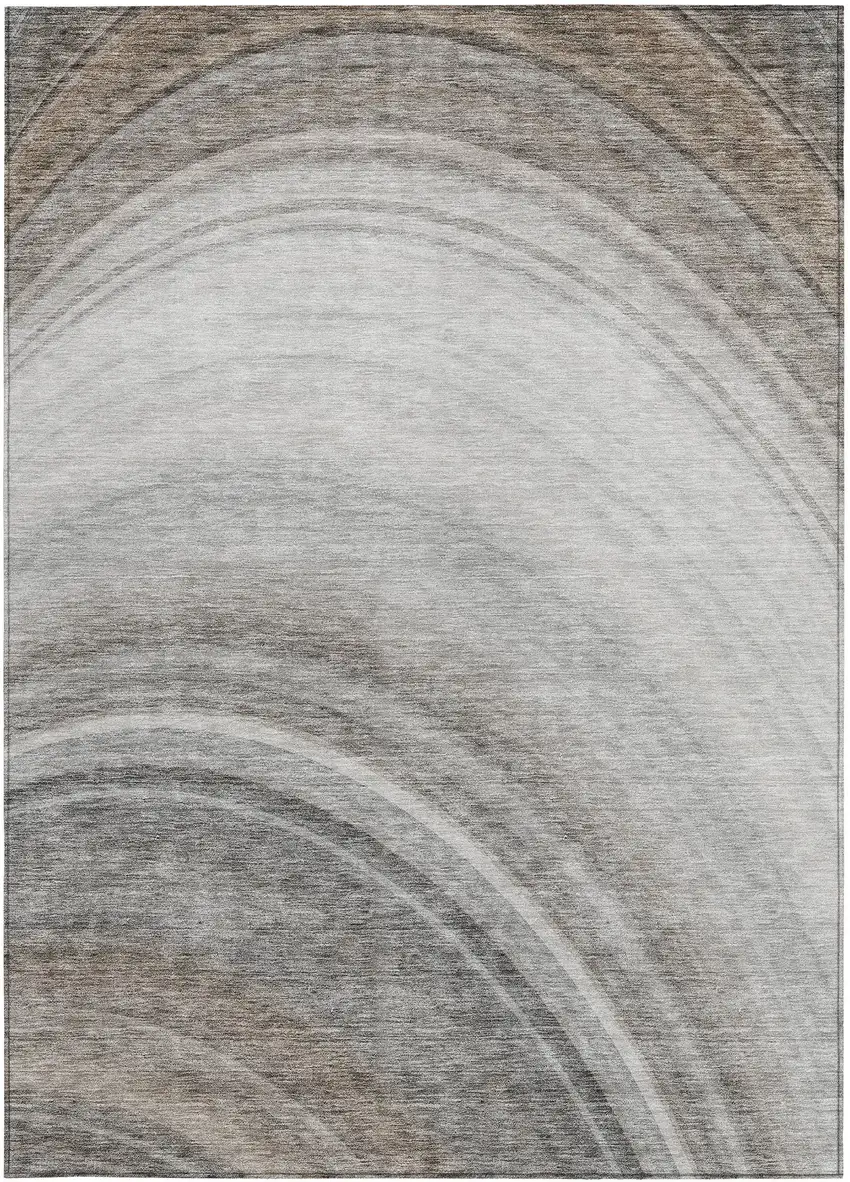 Gray Abstract Washable Non Skid Indoor Outdoor Area Rug Photo 5