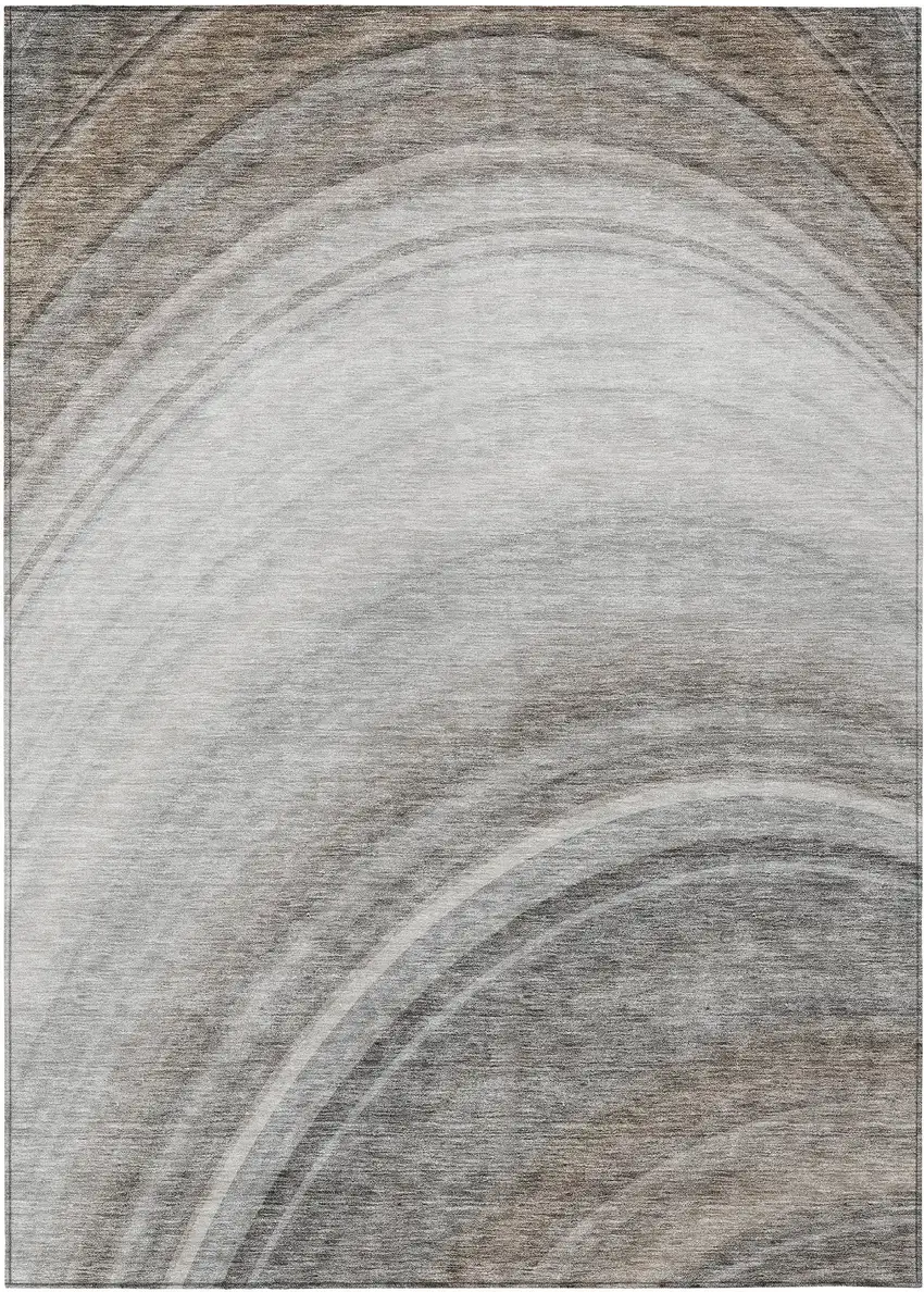Gray Abstract Washable Non Skid Indoor Outdoor Area Rug Photo 2