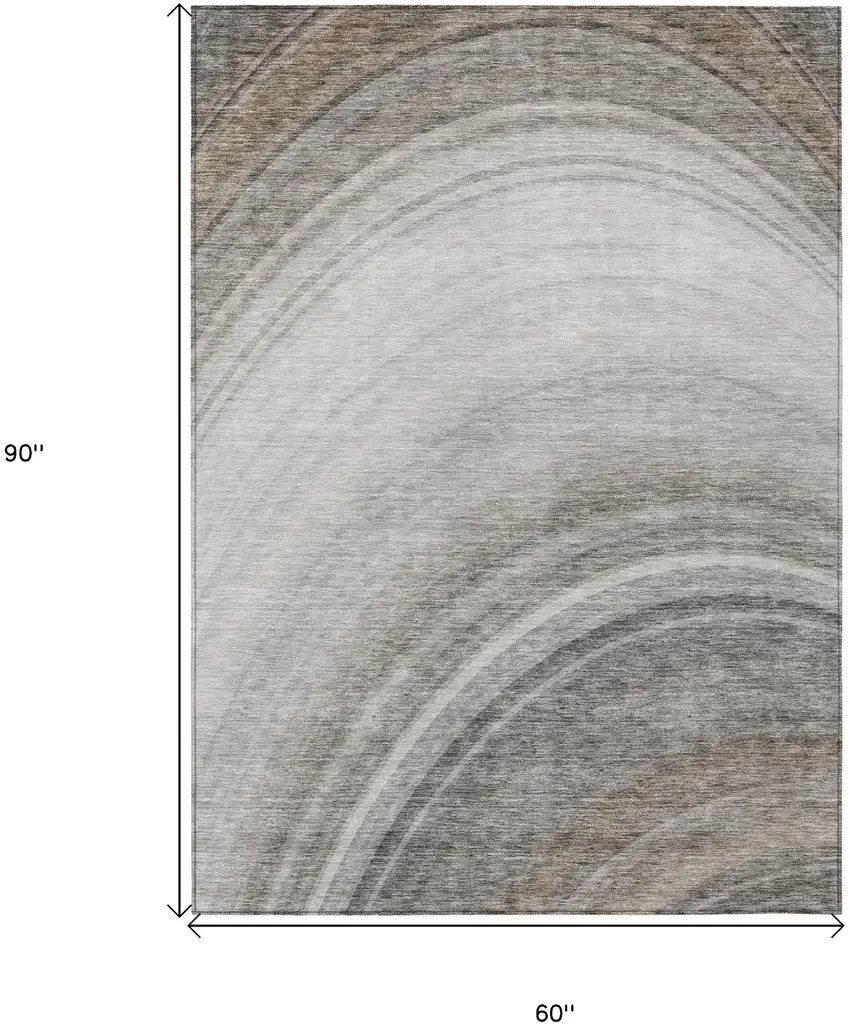 Gray Abstract Washable Non Skid Indoor Outdoor Area Rug Photo 3