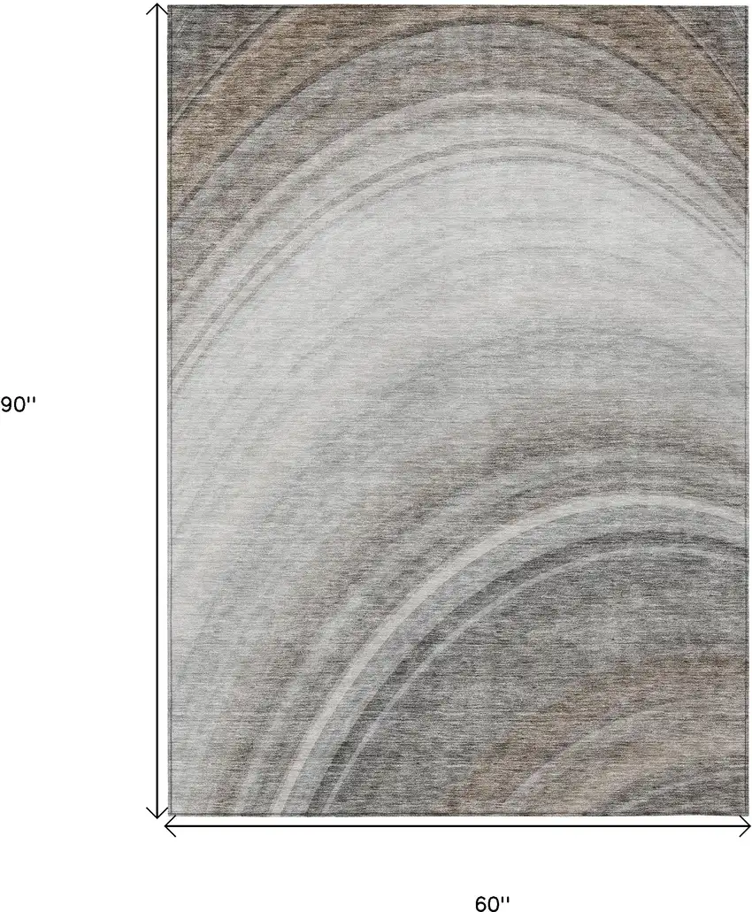 Gray Abstract Washable Non Skid Indoor Outdoor Area Rug Photo 3