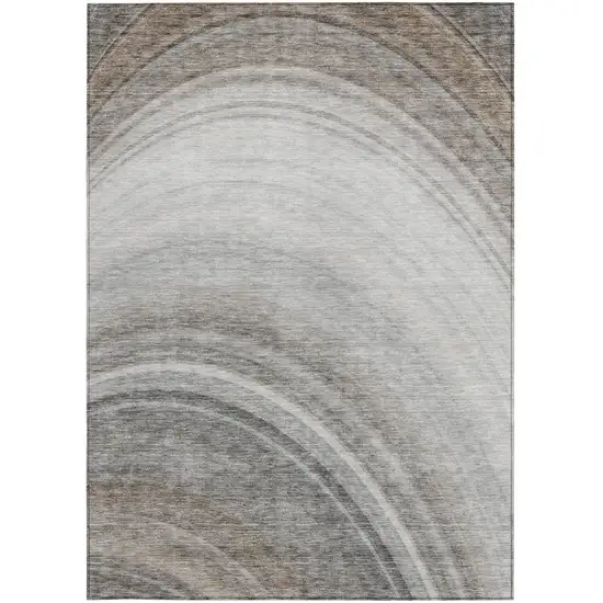 Gray Abstract Washable Non Skid Indoor Outdoor Area Rug Photo 5