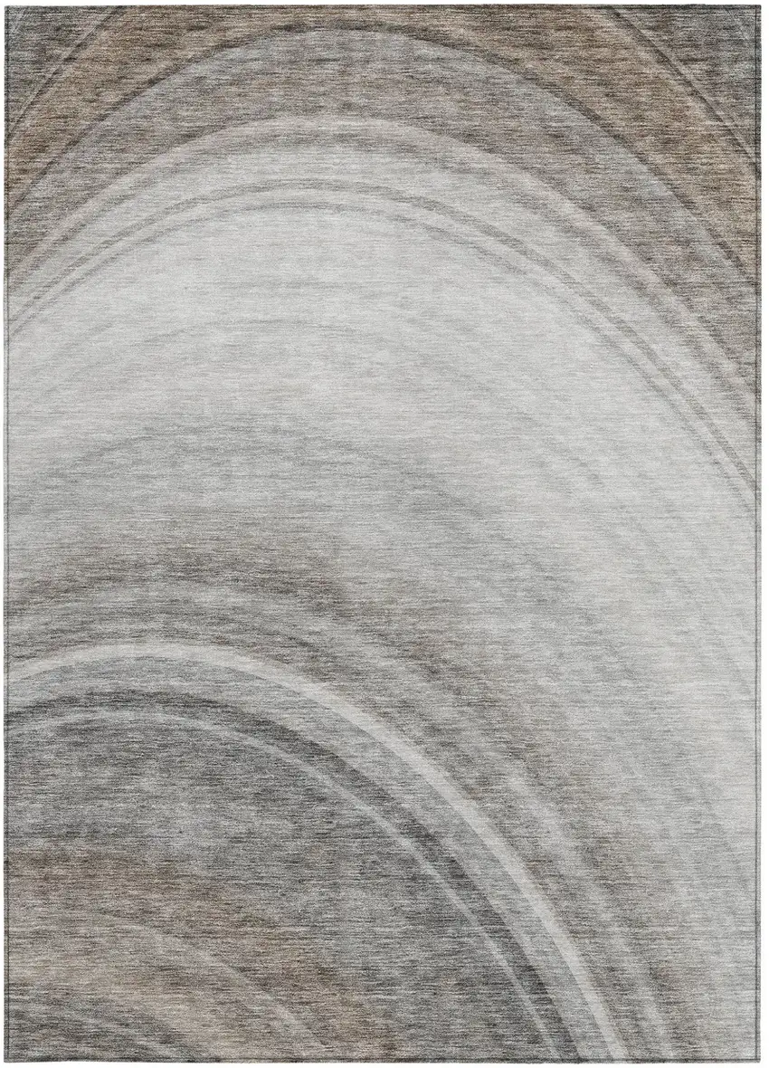 Gray Abstract Washable Non Skid Indoor Outdoor Area Rug Photo 5