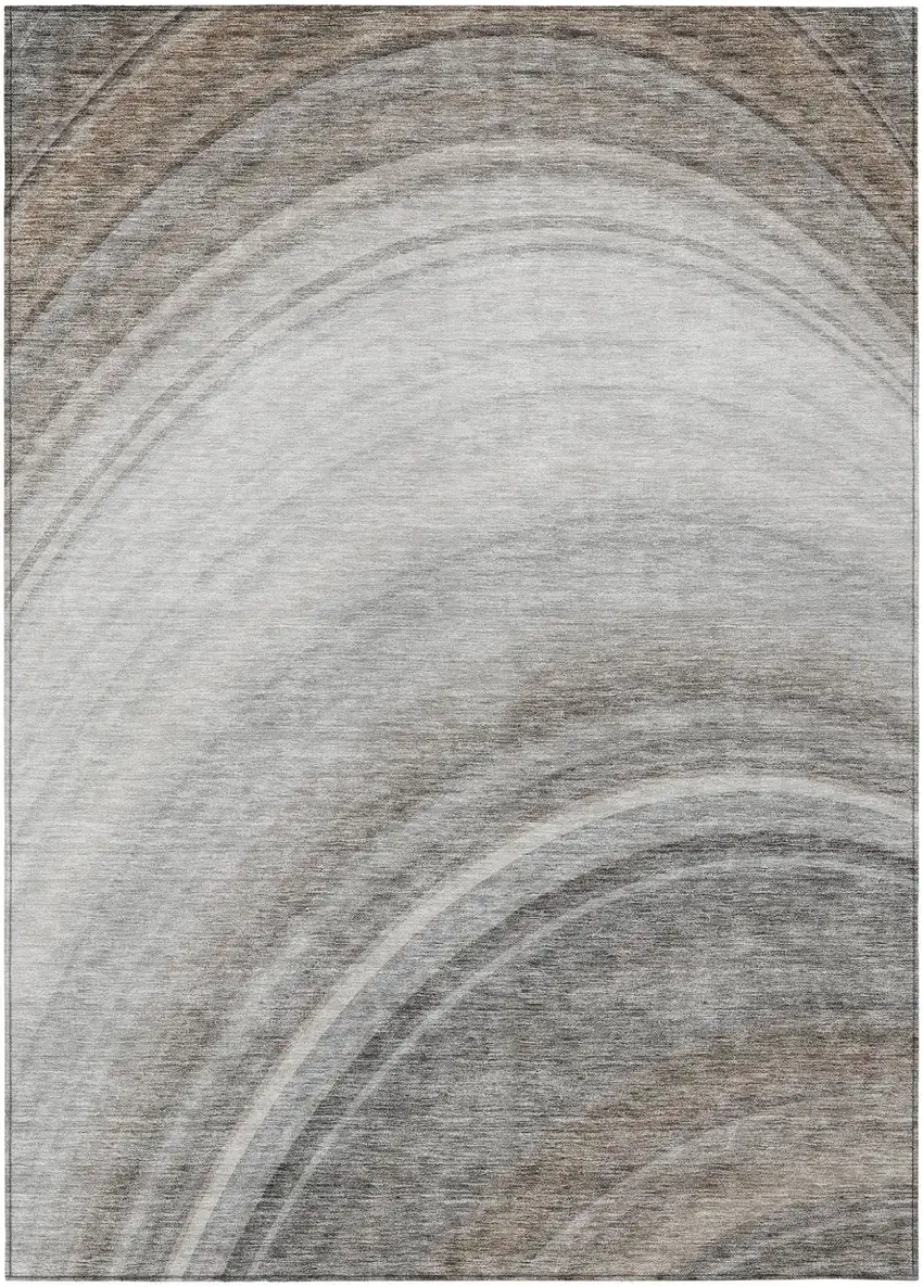 Gray Abstract Washable Non Skid Indoor Outdoor Area Rug Photo 2