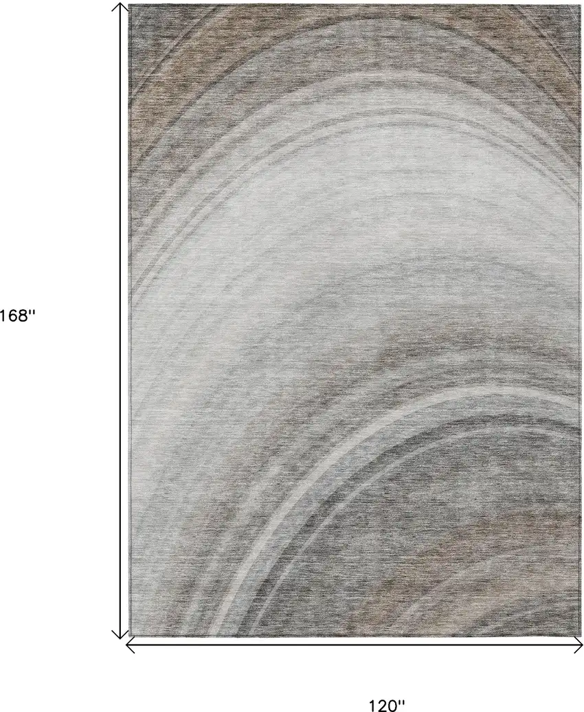 Gray Abstract Washable Non Skid Indoor Outdoor Area Rug Photo 3