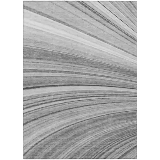 Gray Silver And Ivory Abstract Washable Indoor Outdoor Area Rug Photo 2