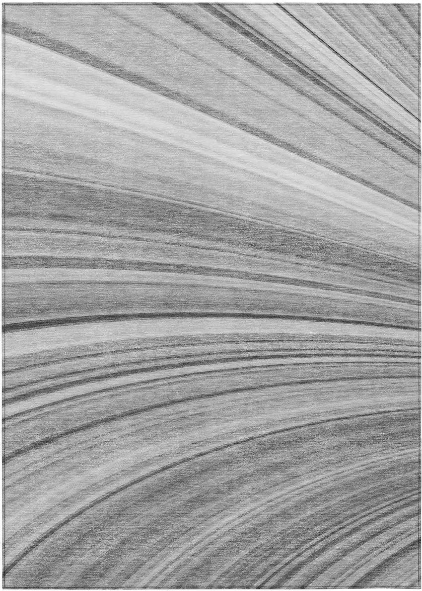 Gray Silver And Ivory Abstract Washable Indoor Outdoor Area Rug Photo 2