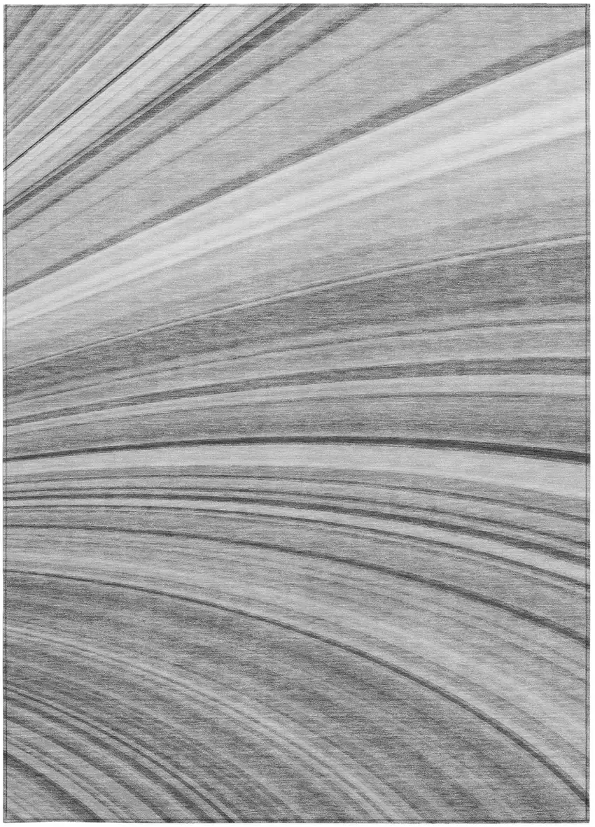 Gray Abstract Washable Non Skid Indoor Outdoor Area Rug Photo 6