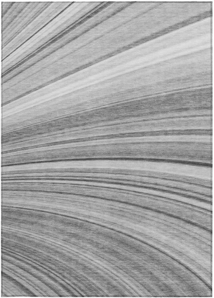 Gray Abstract Washable Non Skid Indoor Outdoor Area Rug Photo 6