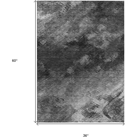 Gray Abstract Washable Non Skid Indoor Outdoor Area Rug Photo 3