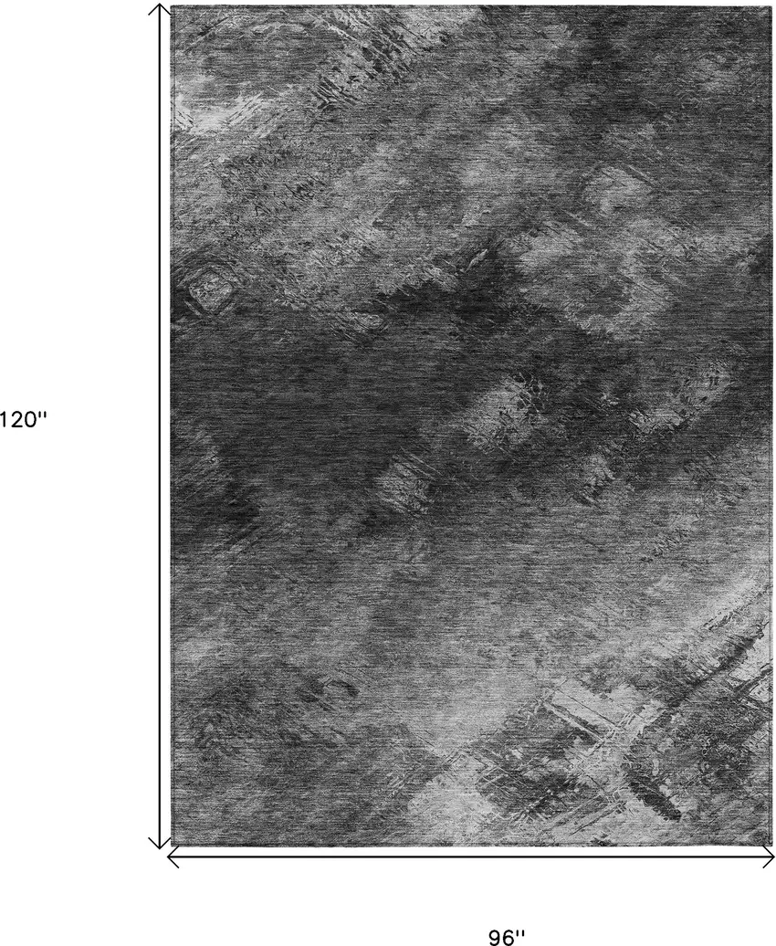 Gray Abstract Washable Non Skid Indoor Outdoor Area Rug Photo 3