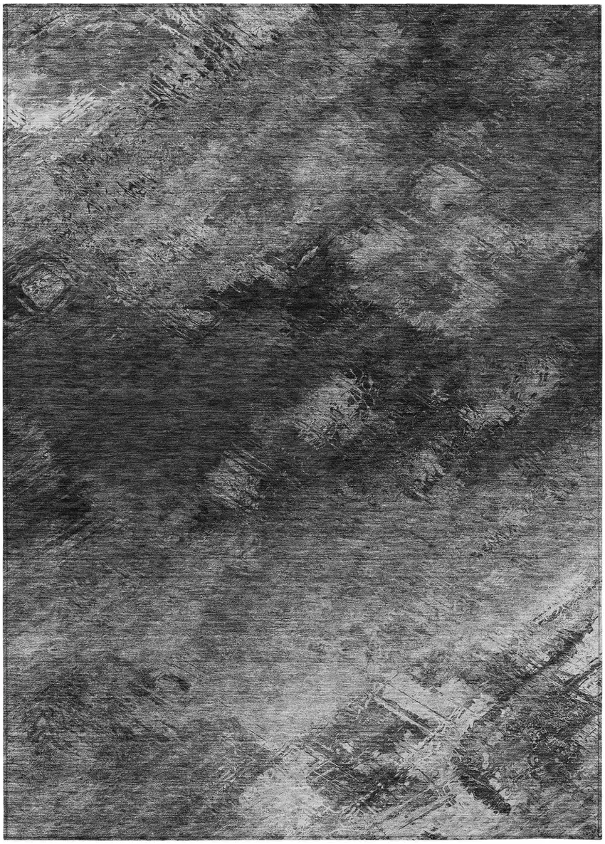 Gray Abstract Washable Non Skid Indoor Outdoor Area Rug Photo 2