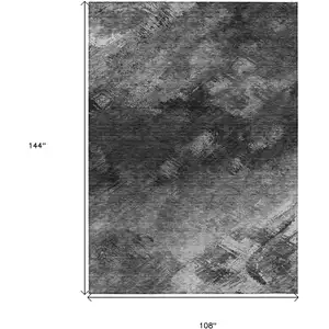 Photo of Gray Abstract Washable Non Skid Indoor Outdoor Area Rug