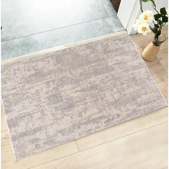 Gray And Beige Abstract Area Rug Photo 5