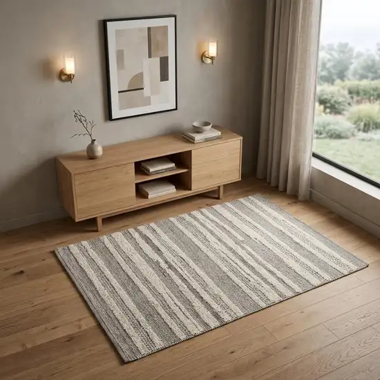 Gray And Beige Abstract Area Rug Photo 1