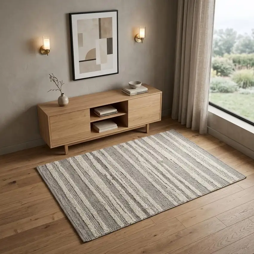 Gray And Beige Abstract Area Rug Photo 1