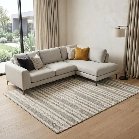 Gray And Beige Abstract Area Rug Photo 1