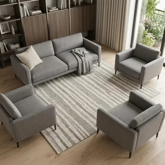 Gray And Beige Abstract Area Rug Photo 1
