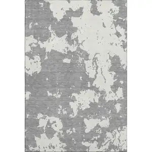 Photo of Gray And Beige Abstract Washable Area Rug With UV Protection