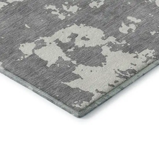 Gray And Beige Abstract Washable Area Rug With UV Protection Photo 8
