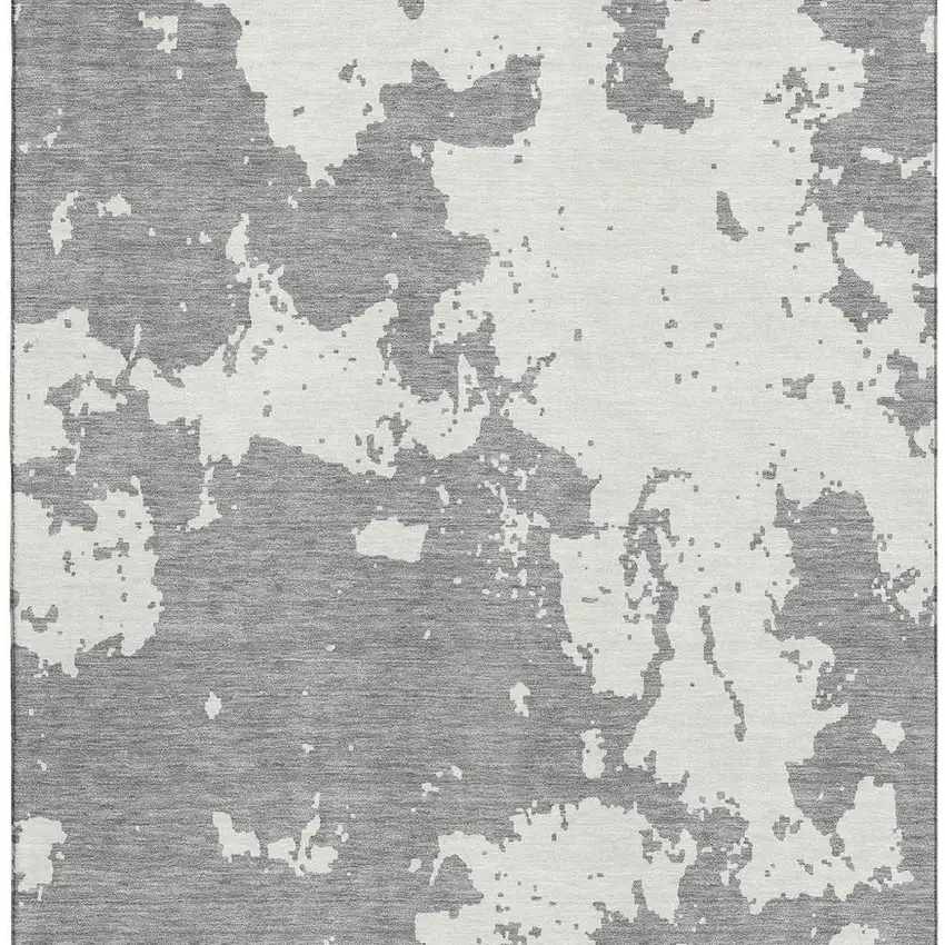 Gray And Beige Abstract Washable Area Rug With UV Protection Photo 4