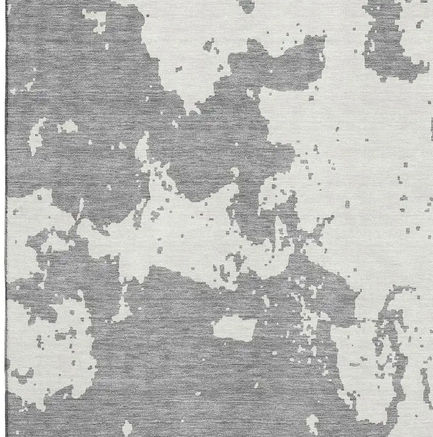 Gray And Beige Abstract Washable Area Rug With UV Protection Photo 3