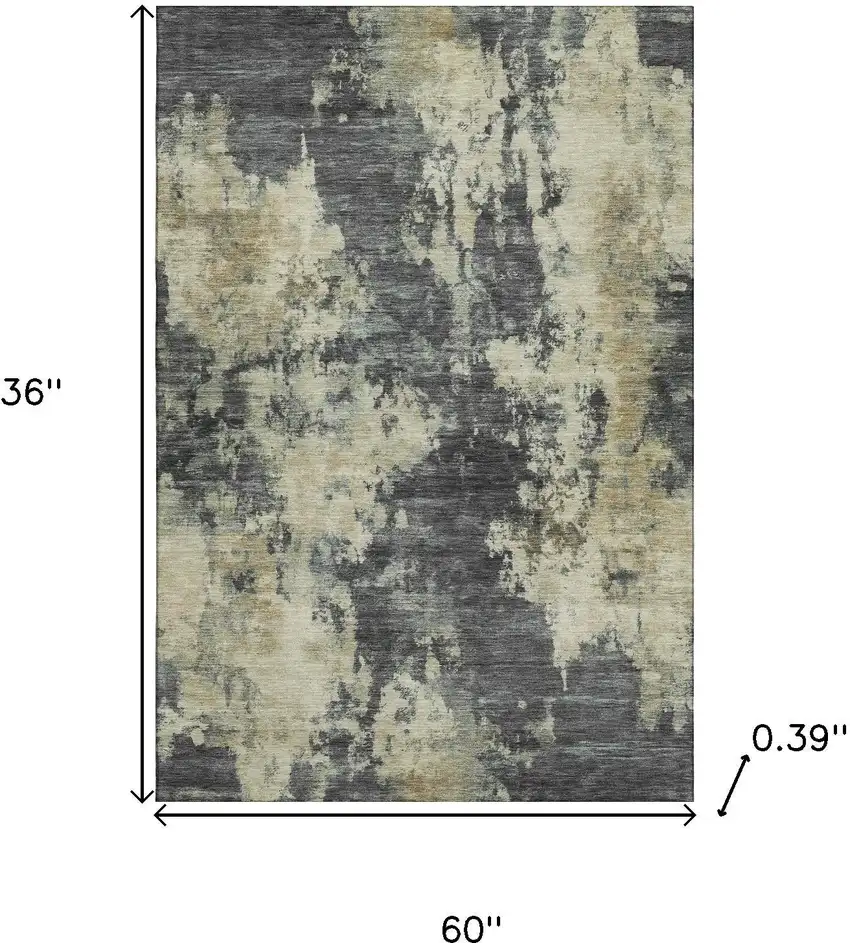 Gray And Beige Abstract Washable Area Rug With UV Protection Photo 9