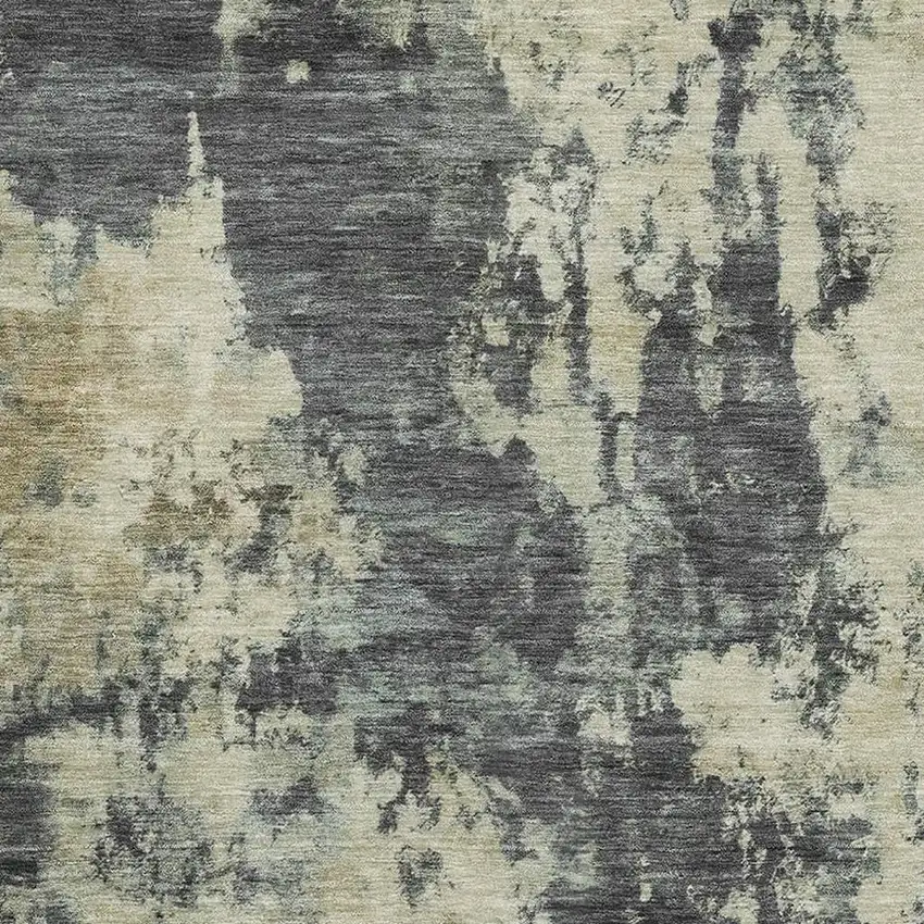 Gray And Beige Abstract Washable Area Rug With UV Protection Photo 3