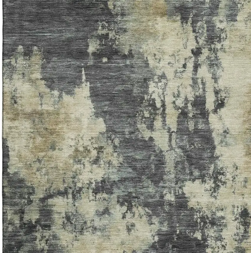 Gray And Beige Abstract Washable Area Rug With UV Protection Photo 4