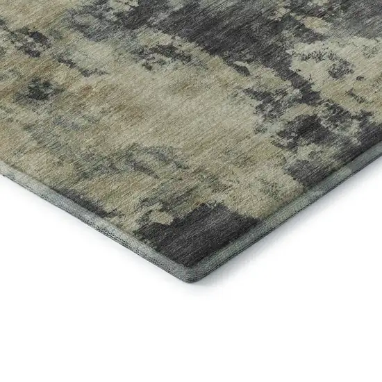 Gray And Beige Abstract Washable Area Rug With UV Protection Photo 7