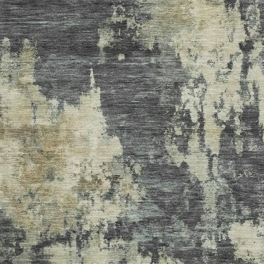 Gray And Beige Abstract Washable Area Rug With UV Protection Photo 3