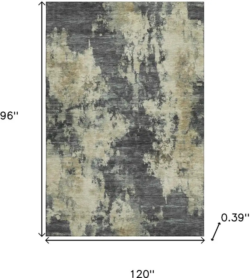 Gray And Beige Abstract Washable Area Rug With UV Protection Photo 9