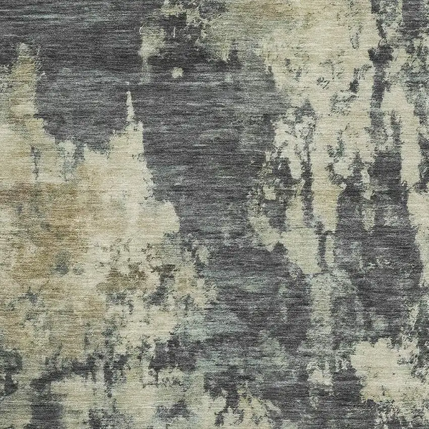 Gray And Beige Abstract Washable Area Rug With UV Protection Photo 3