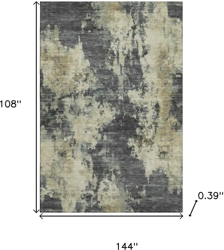 Gray And Beige Abstract Washable Area Rug With UV Protection Photo 9