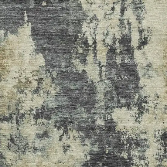 Gray And Beige Abstract Washable Area Rug With UV Protection Photo 3