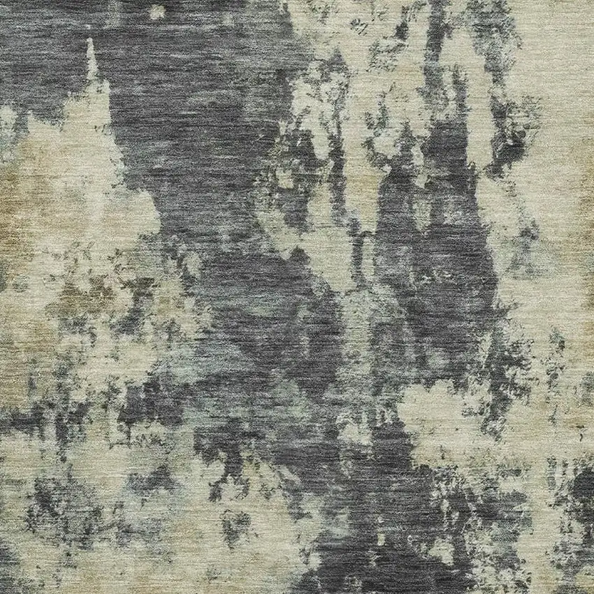 Gray And Beige Abstract Washable Area Rug With UV Protection Photo 3