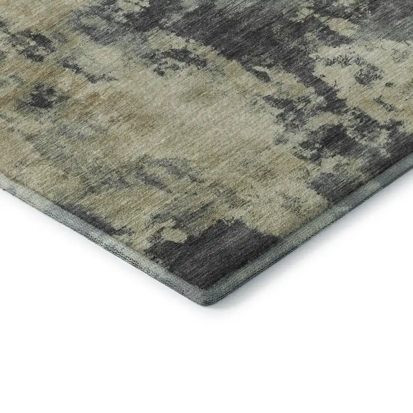 Gray And Beige Abstract Washable Area Rug With UV Protection Photo 7