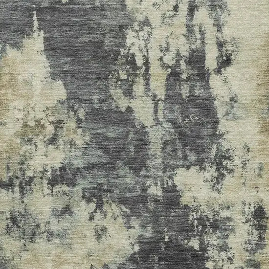 Gray And Beige Abstract Washable Area Rug With UV Protection Photo 3