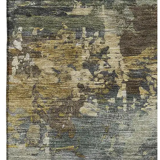 Gray And Beige Abstract Washable Area Rug With UV Protection Photo 4